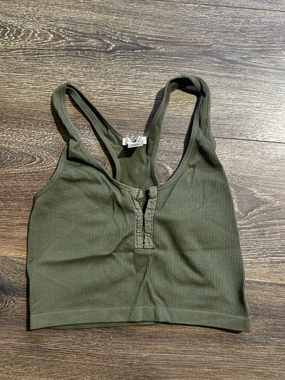 Ribbed Olive Green Racerback Crop Top